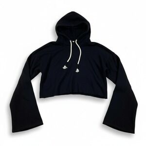 Make + Model Sweatshirt Womens Medium Black Cropped Hoodie Pullover Drawstring